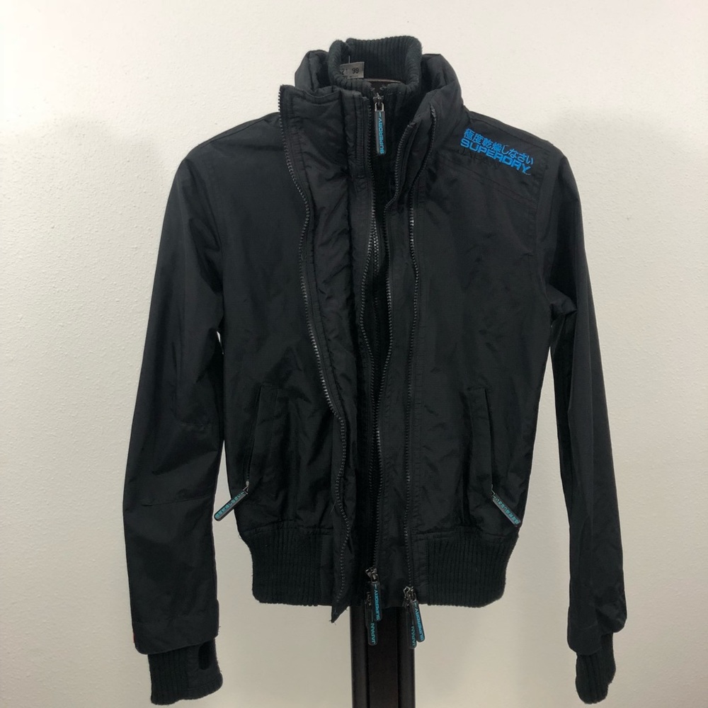 Black superdry triple zip jacket